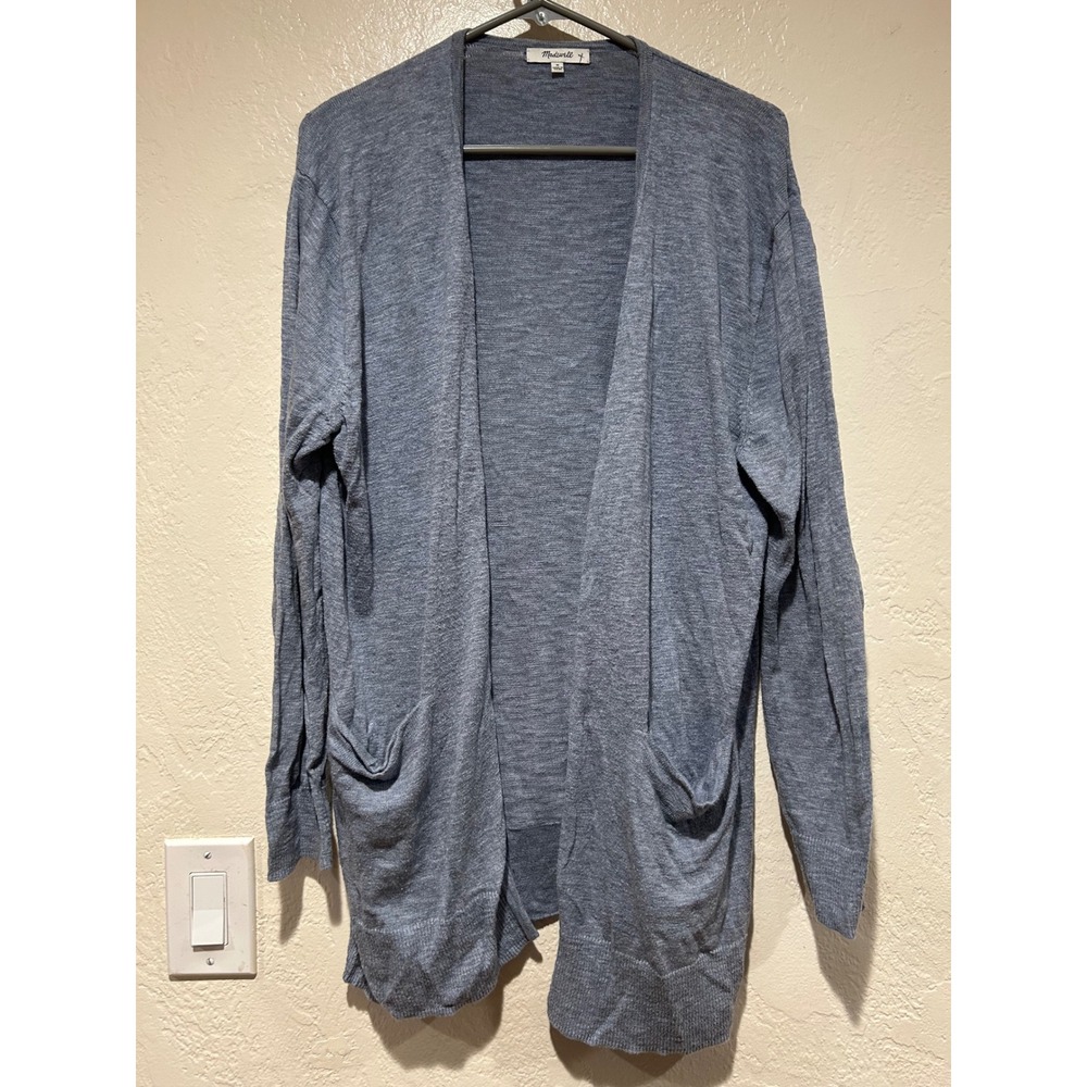 Madewell‎ Cardigan Sweater Blue Knit Long Sleeve Open Front Pockets Size M